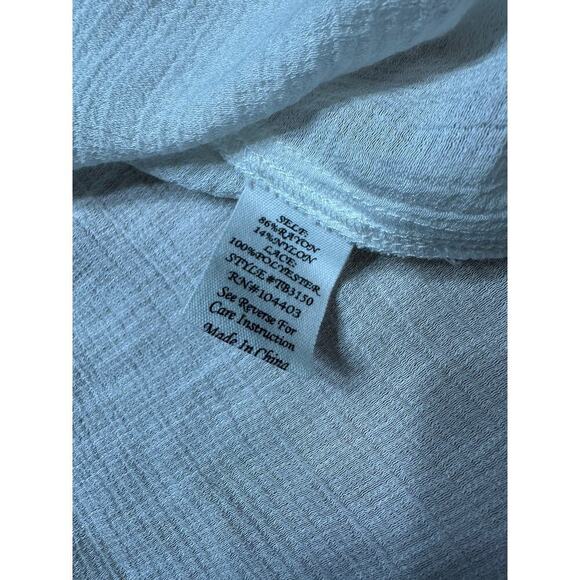 Mine White Floral Embroidery Cottagecore Prairie Boho Peasant Top Sheer Flaws - Picture 12 of 14